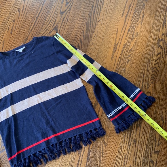 Women's Anthropologie Sz S Sweater Bell Sleeve Fringe Nautical Boho July 4th EUC - Picture 3 of 9